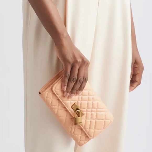 New🍑Kurt Geiger Light/Pastel Orange Mini Brixton Lock Shoulder Bag - Picture 3 of 3